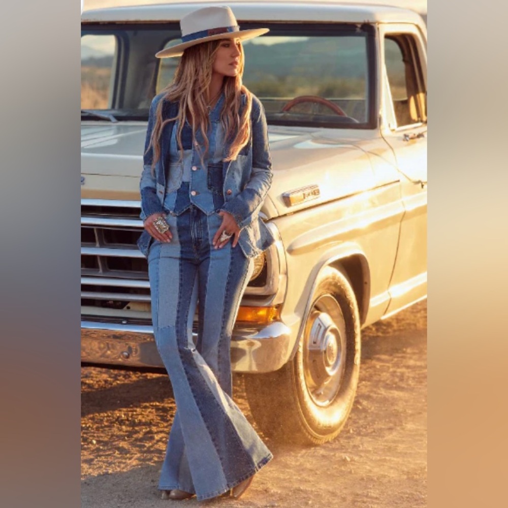 WranglerxLainey Wilson patchwork jeans